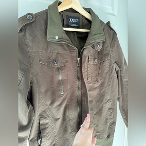 Men military green jacket - green multi pockets M